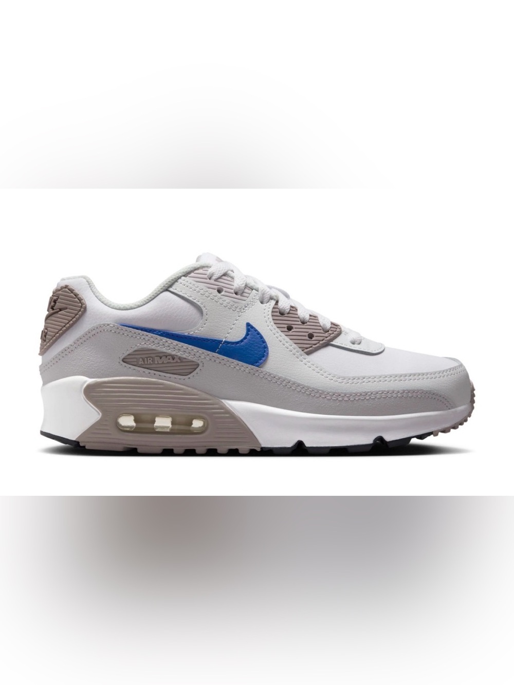 Nike Air Max 90 Junior Trainers In White/Racer Blue/College Grey Size 6Y